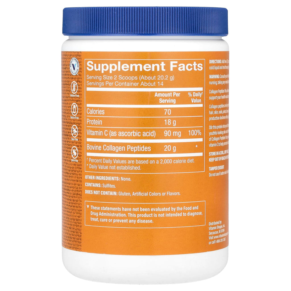 The Vitamin Shoppe, Collagen Peptides Plus, Unflavored, 10 oz (283 g)