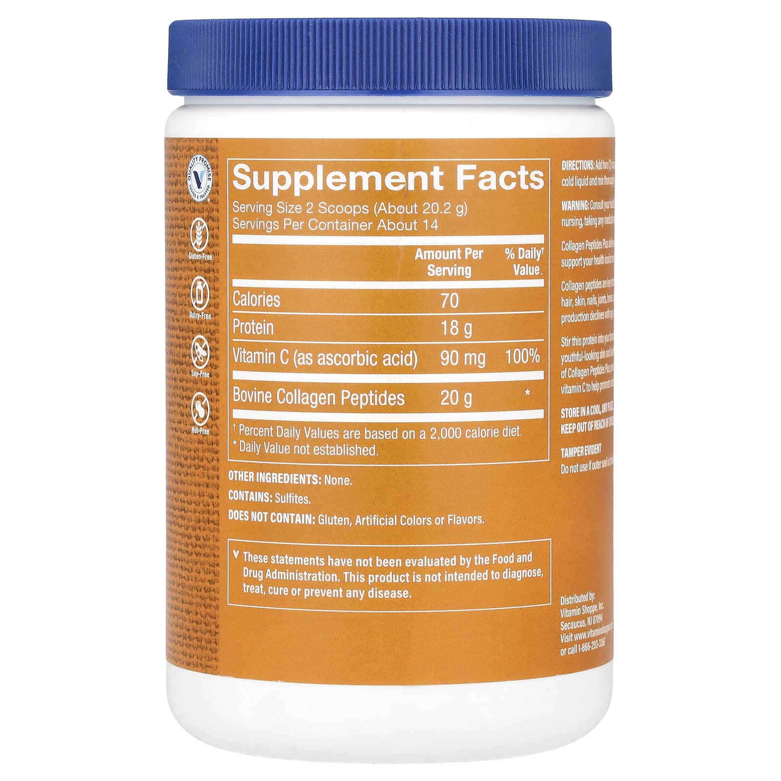 The Vitamin Shoppe, Collagen Peptides Plus, Unflavored, 10 oz (283 g)