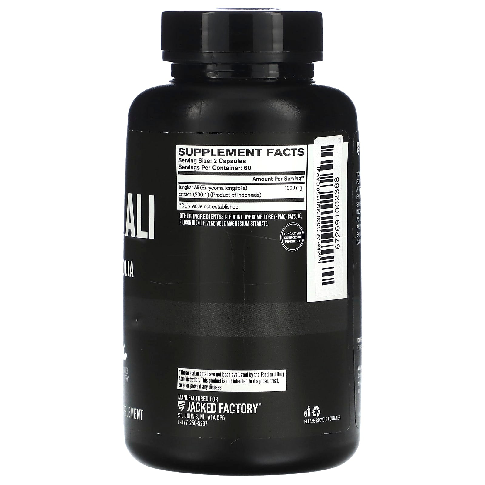 Jacked Factory, Essential Series, Tongkat Ali, 120 Veggie Capsules (500 mg per Capsule)