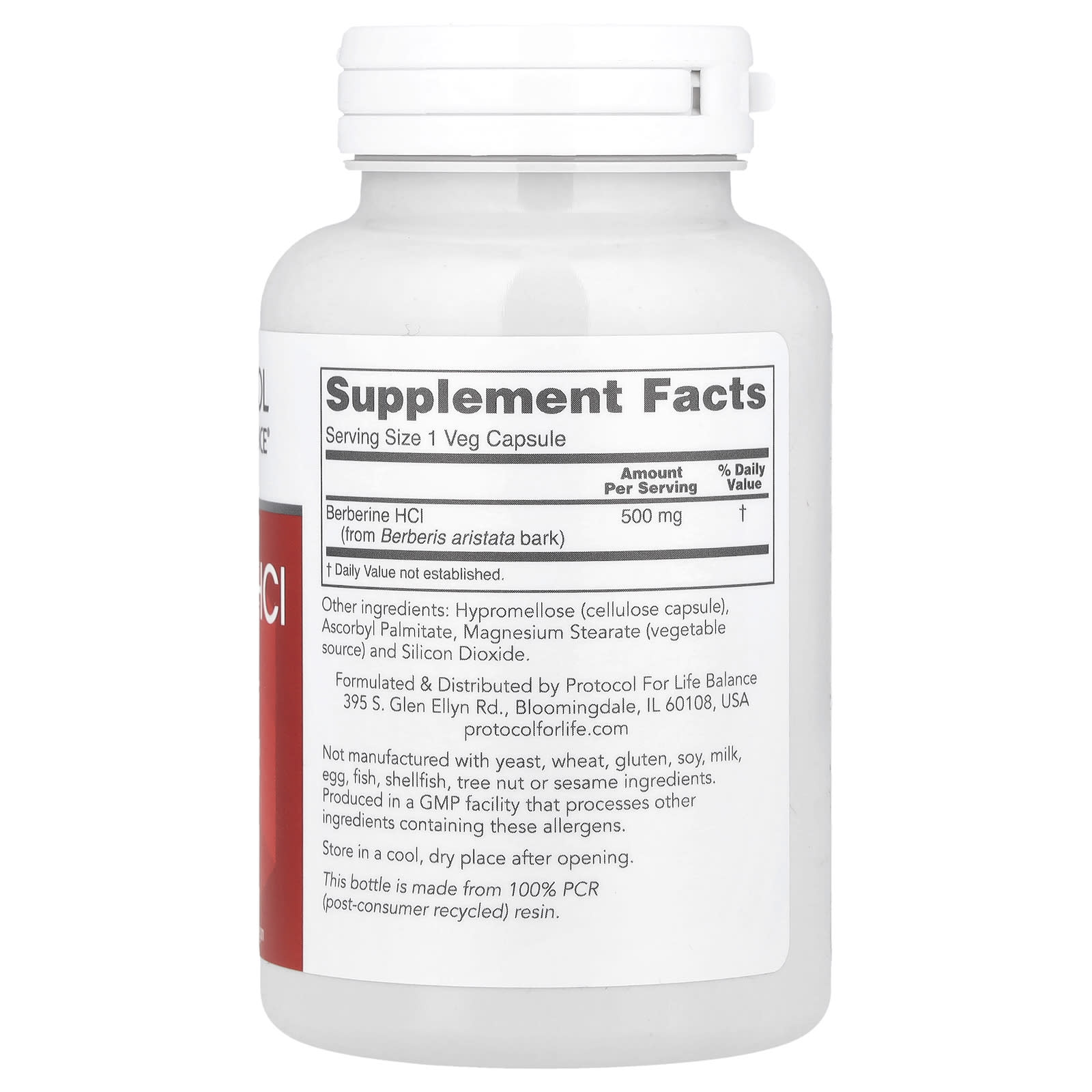 Protocol for Life Balance, Berberine HCl, 500 mg, 90 Veg Capsules