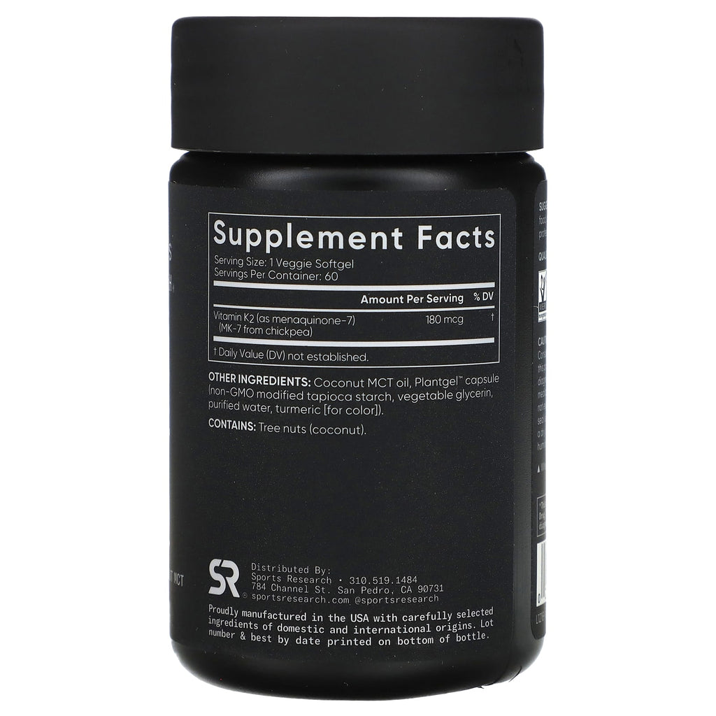 Sports Research, Vitamin K2, 180 mcg, 60 Veggie Softgels