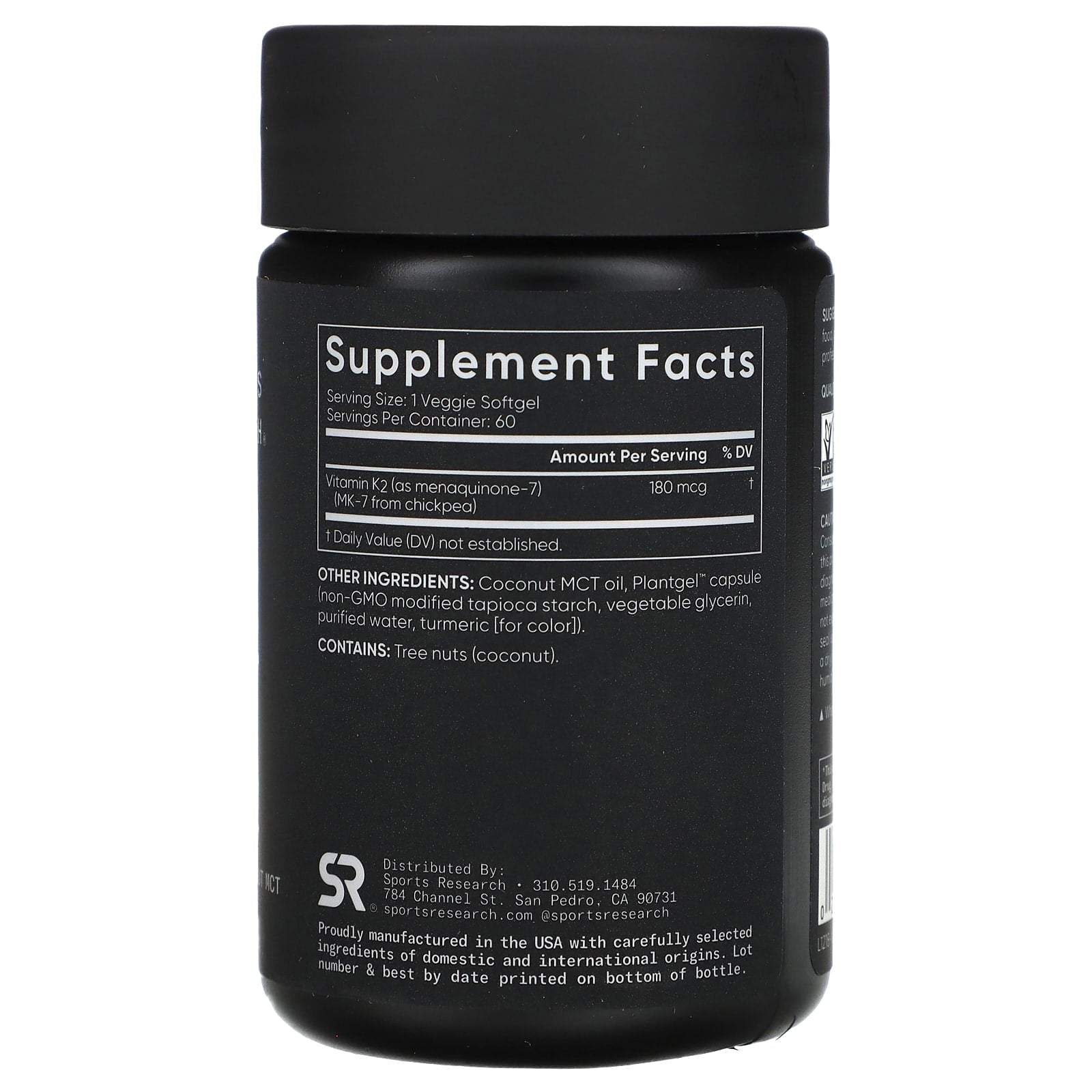Sports Research, Vitamin K2, 180 mcg, 60 Veggie Softgels