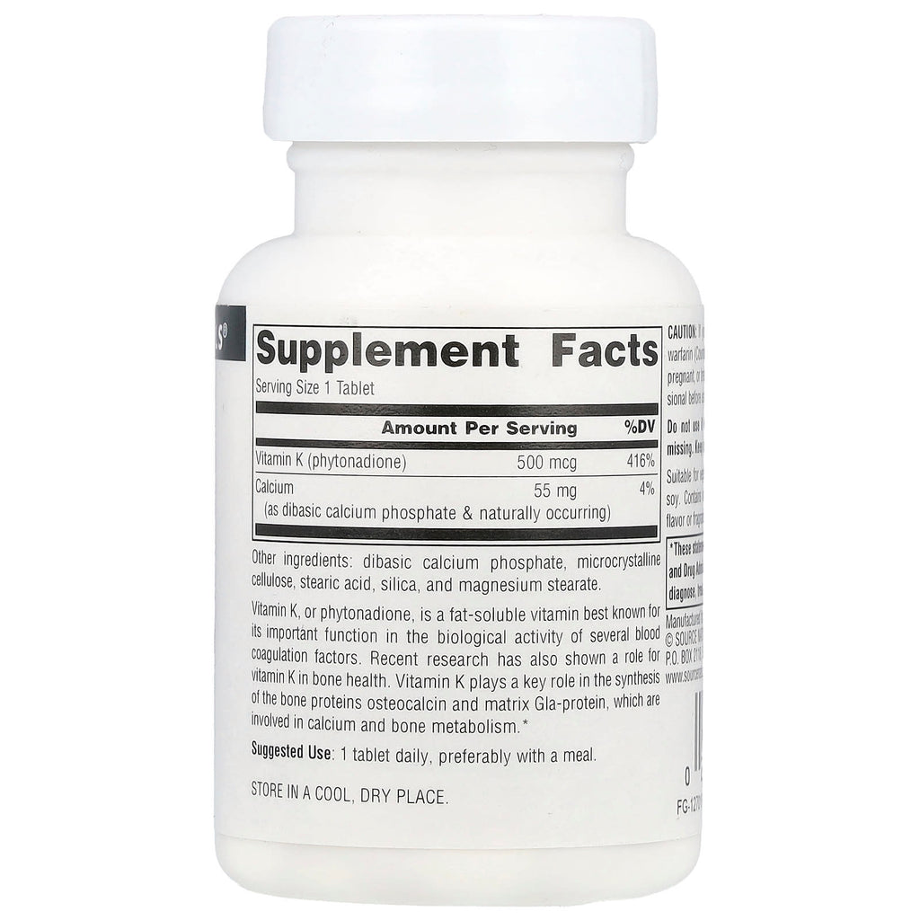 Source Naturals, Vitamin K, 100 Tablets