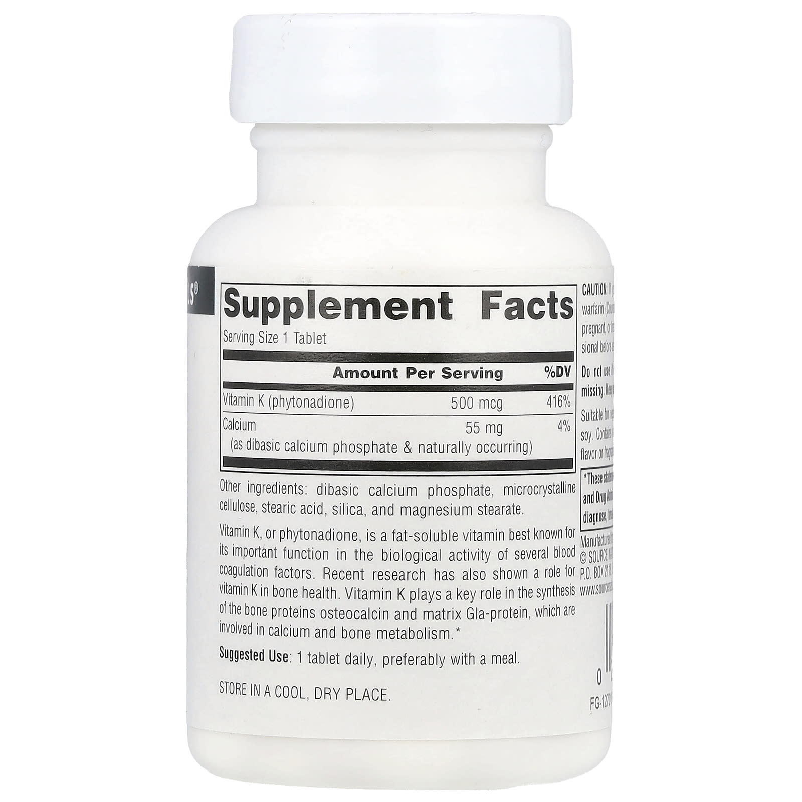 Source Naturals, Vitamin K, 100 Tablets