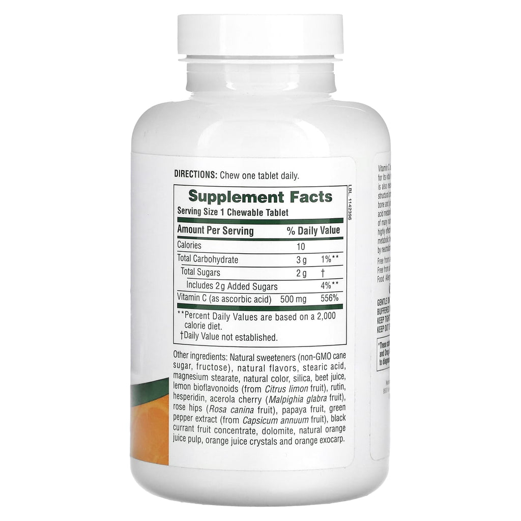NaturesPlus, Chewable Orange Juice, Vitamin C, Natural Orange, 500 mg, 90 Tablets