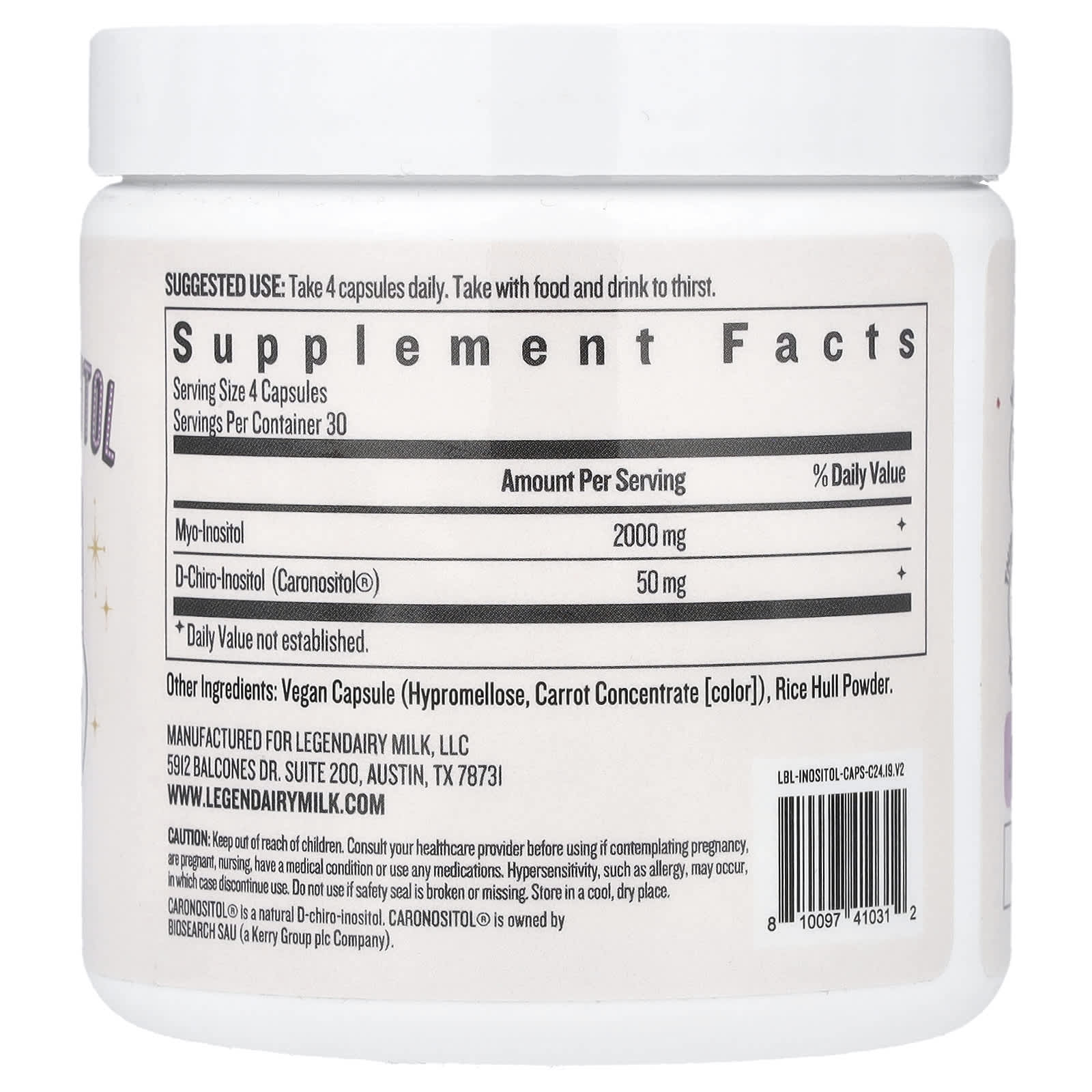Legendairy Milk, Myo & D-Chiro Inositol , 120 Vegan Capsules