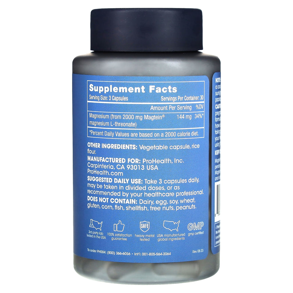 ProHealth Longevity, Brain-Mag Pro, Magnesium L-Threonate, 90 Capsules (48 mg per Capsule)