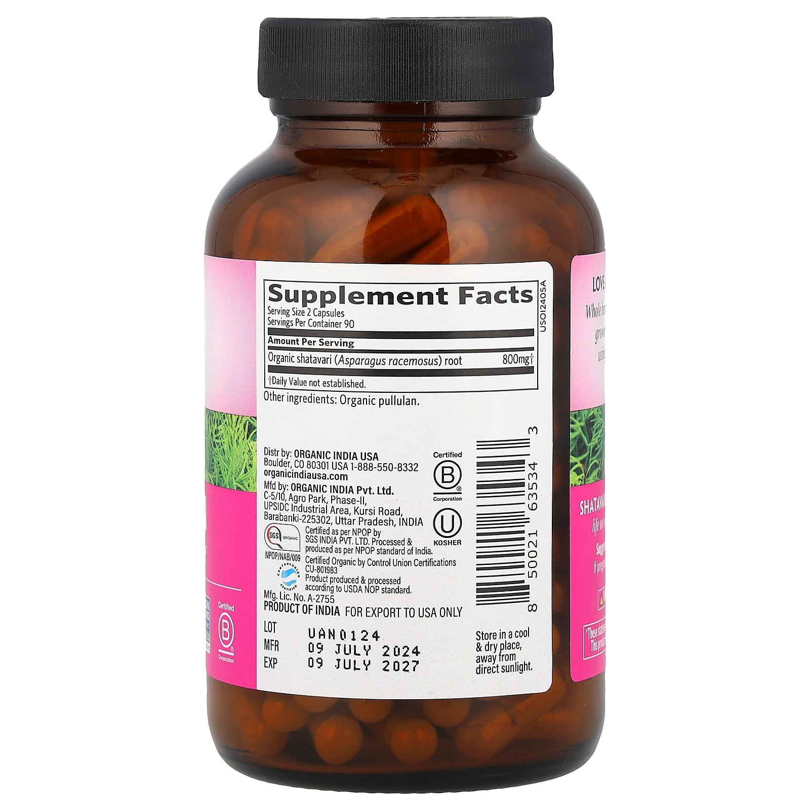 Organic India, Shatavari, 180 Vegetarian Caps (400 mg per Capsule)
