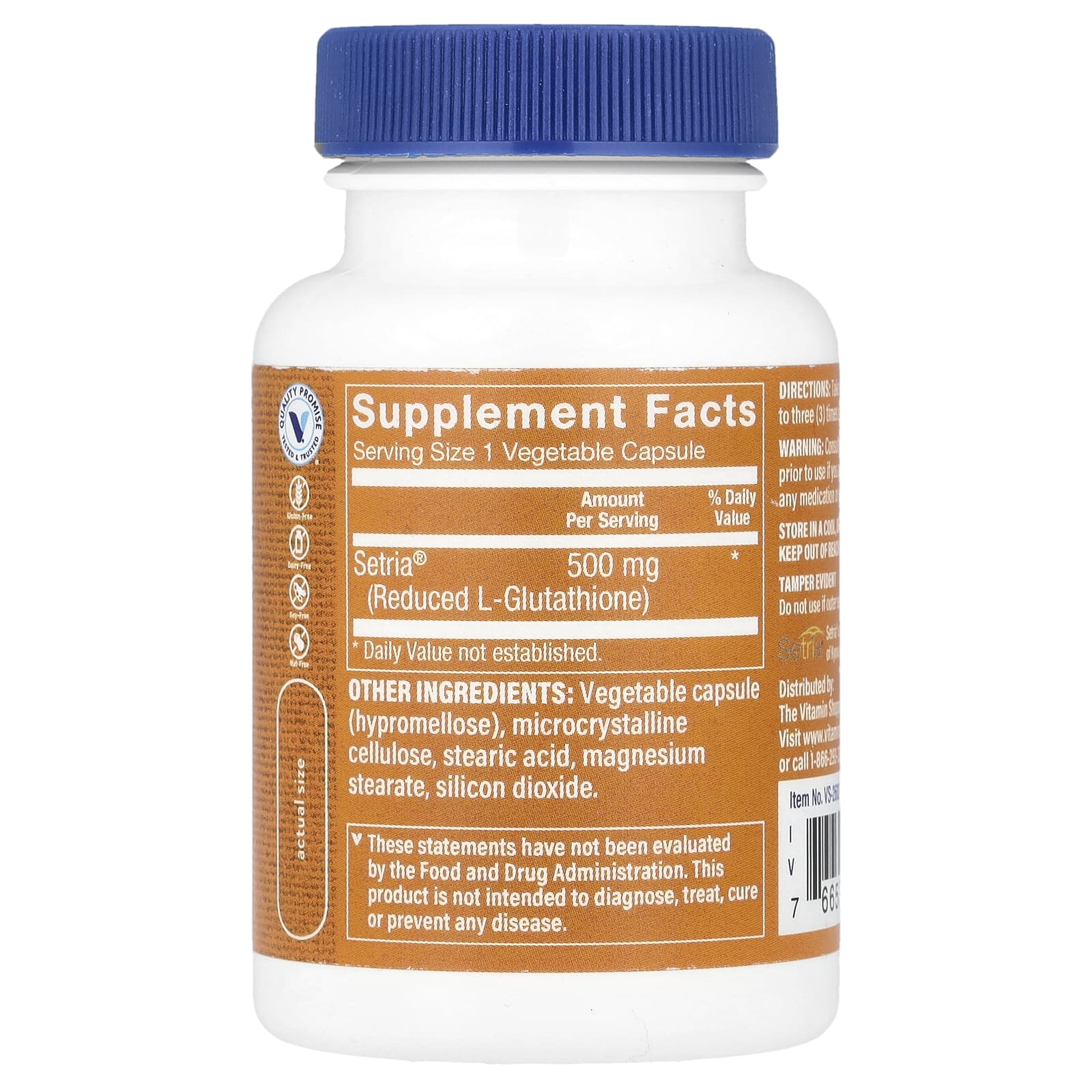 The Vitamin Shoppe, Reduced Glutathione, 500 mg, 60 Vegetable Capsule