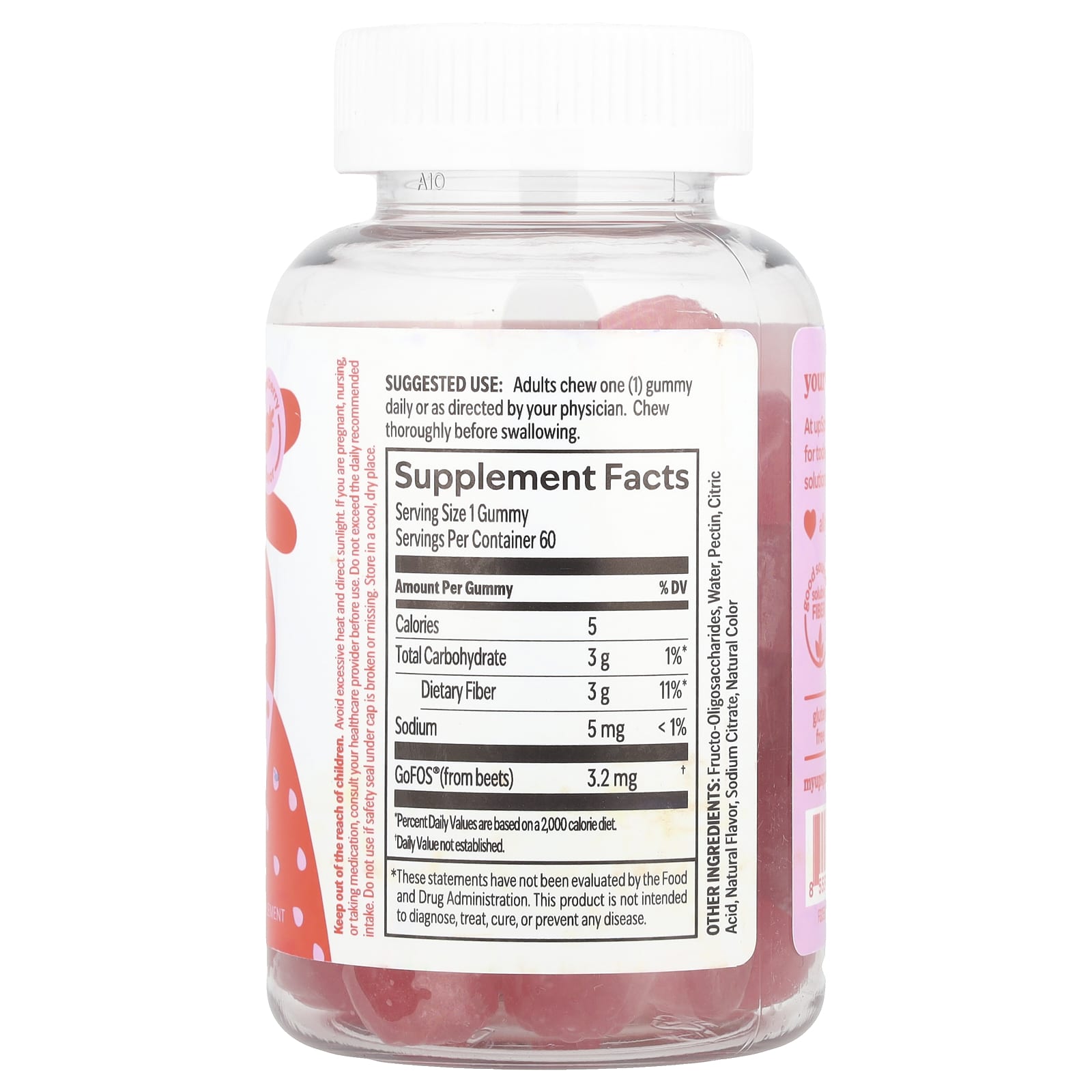 UpSpring, Fiber Gummies, Strawberry, 60 Vegan Gummies