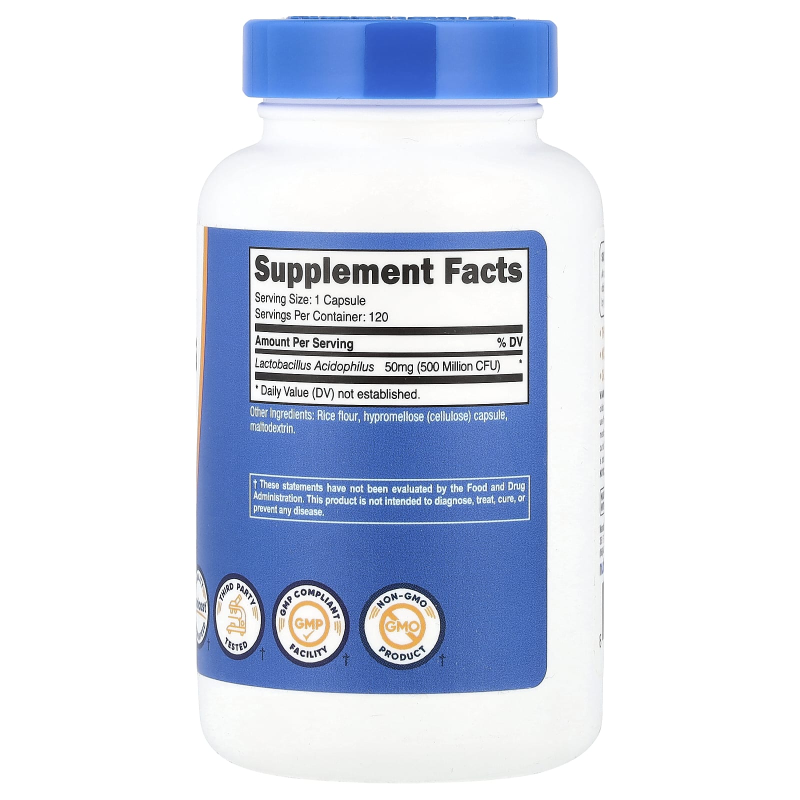 Nutricost, Lactobacillus Acidophilus, 50 mg (500 Million CFU), 120 Capsules
