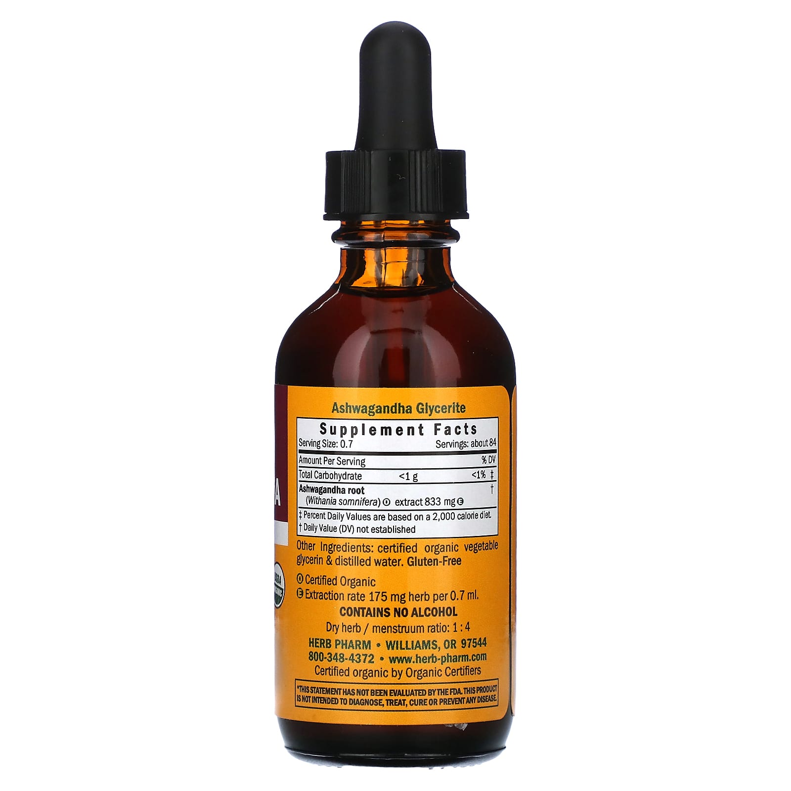 Herb Pharm, Ashwagandha, Alcohol-Free, 2 fl oz (60 ml)