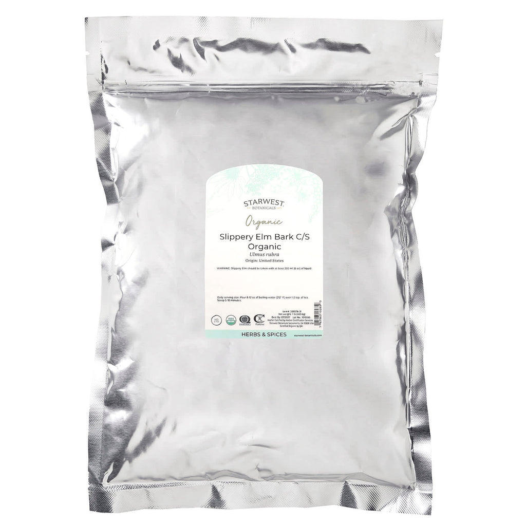 Starwest Botanicals, Organic Slippery Elm Bark C/S, 1 lb (453.6 g)