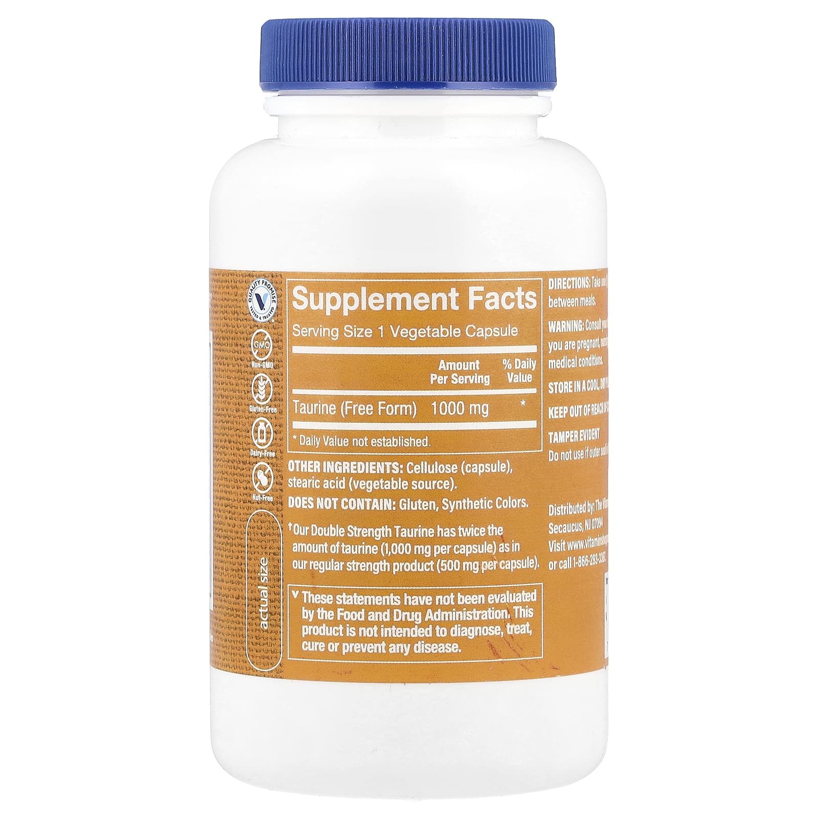 The Vitamin Shoppe, Taurine, 1,000 mg, 100 Vegetable Capsules