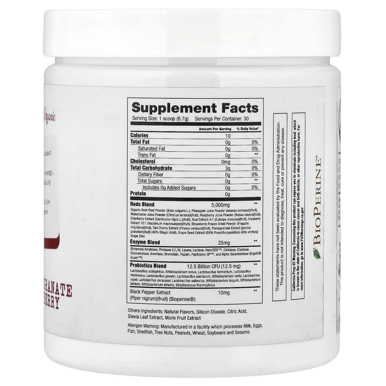 Project 1 Nutrition, Reds, Superfood Reds Powder, Pomegranate Raspberry, 201 g