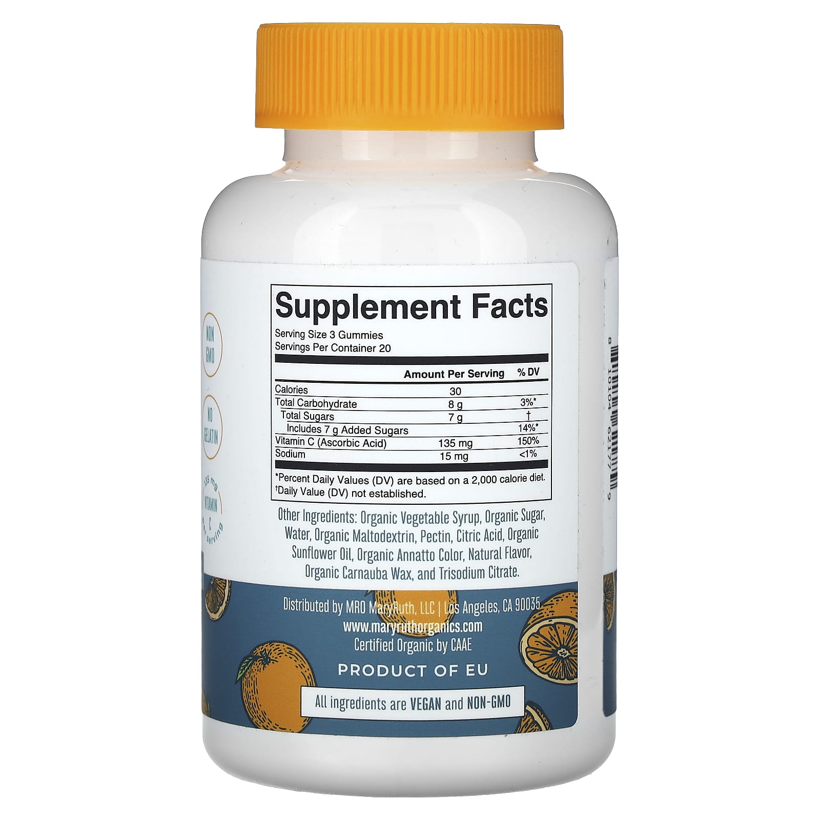 MaryRuth's, Organic Vitamin C Gummies, Orange, 60 Gummies (45 mg per Gummy)