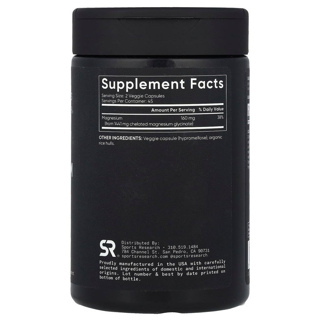 Sports Research, Magnesium Glycinate, 90 Veggie Capsules (80 mg per Capsule)