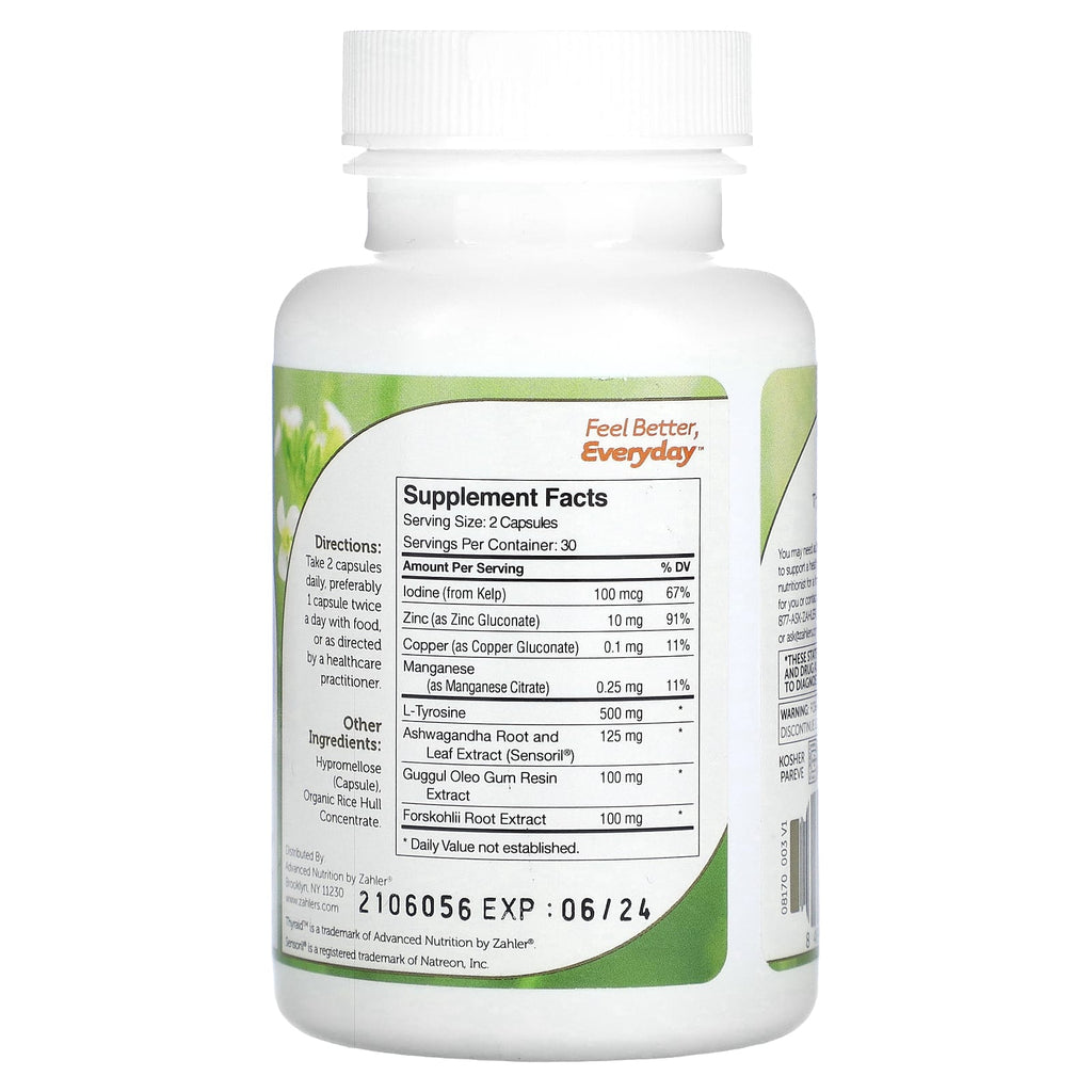 Zahler, Thyraid, Thyroid Support Formula, 60 Capsules