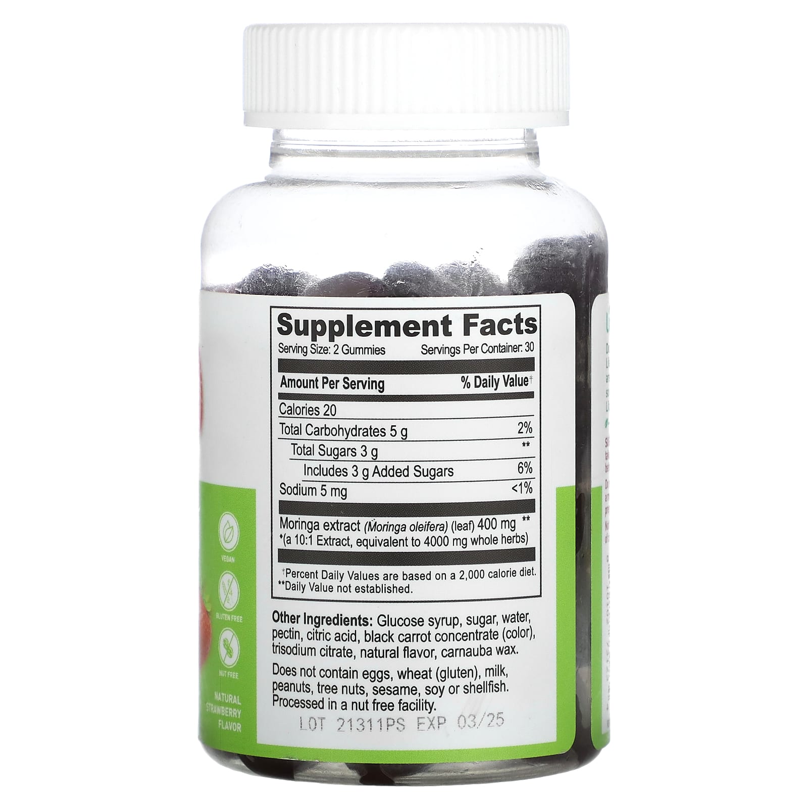 Lifeable, Moringa Leaf Extract Gummies, Natural Strawberry, 60 Gummies (2,000 mg per Gummy)