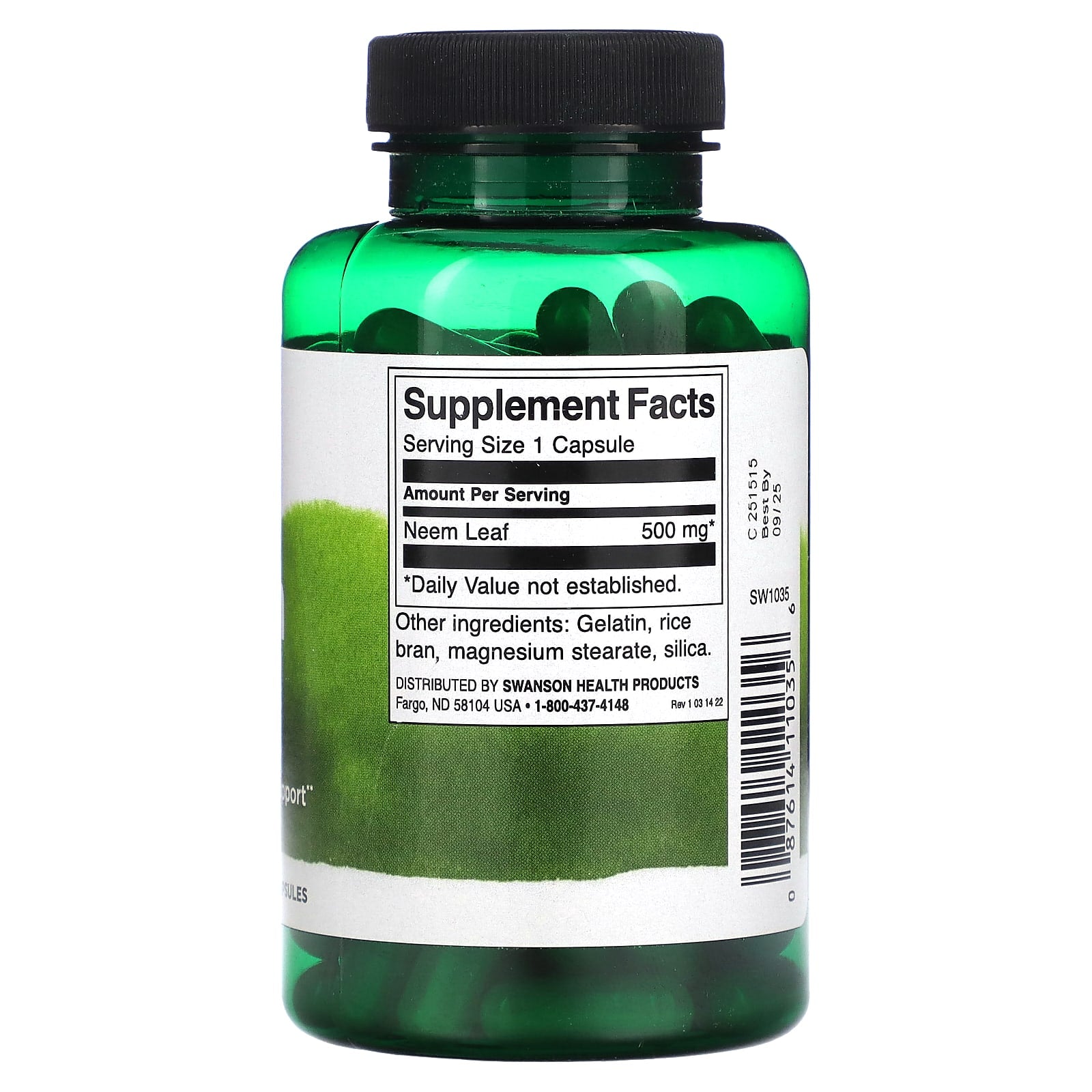 Swanson, Neem Leaf, 500 mg, 100 Capsules