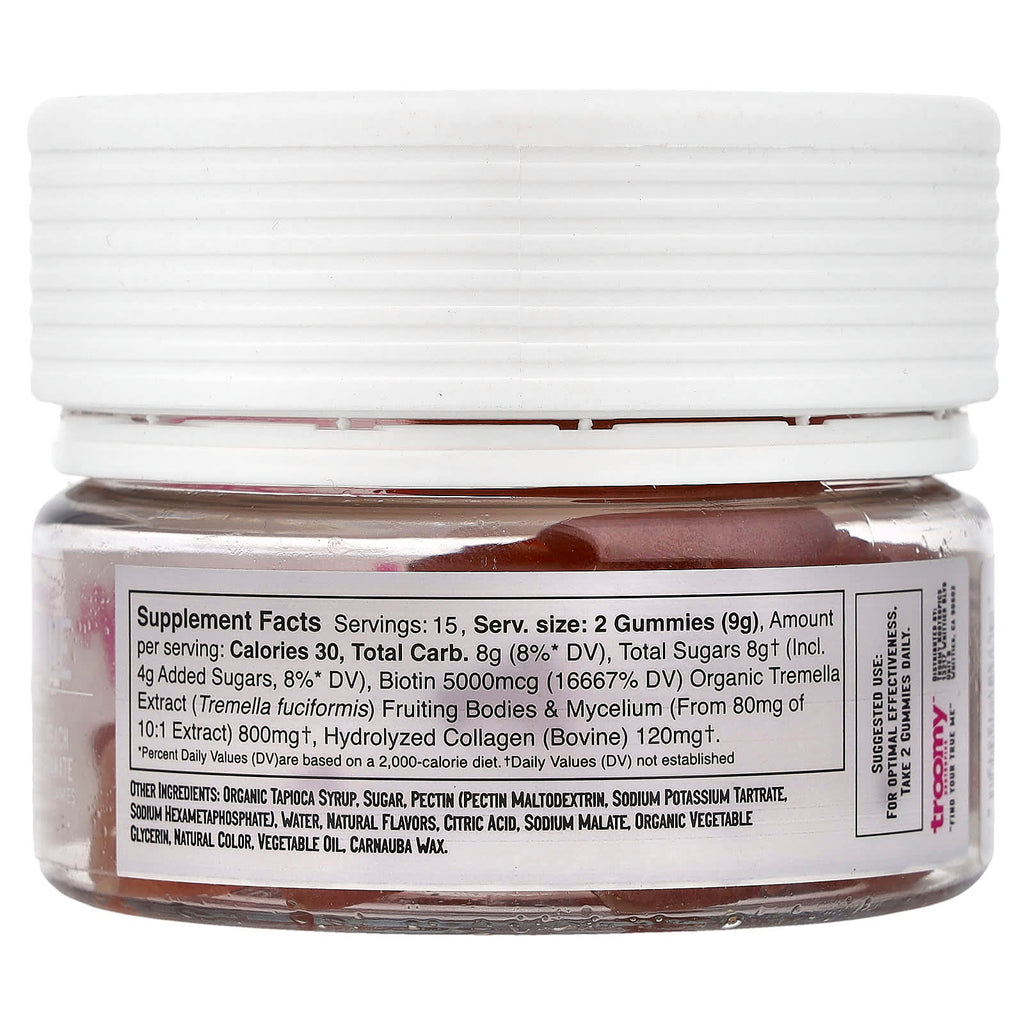 Troomy Nootropics, Shine, Functional Mushrooms Gummies, White Peach Pomegranate, 30 Gummies