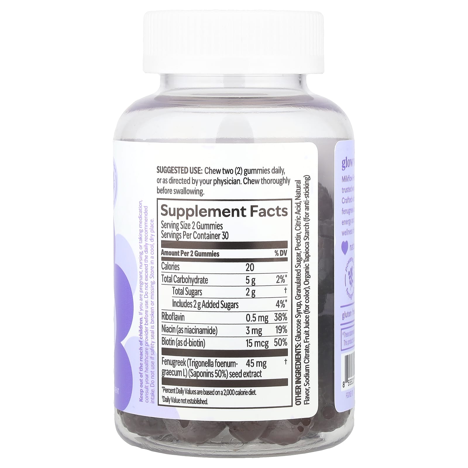 UpSpring, Milkflow® Fenugreek Gummies, Real Grape , 60 Vegan Gummies