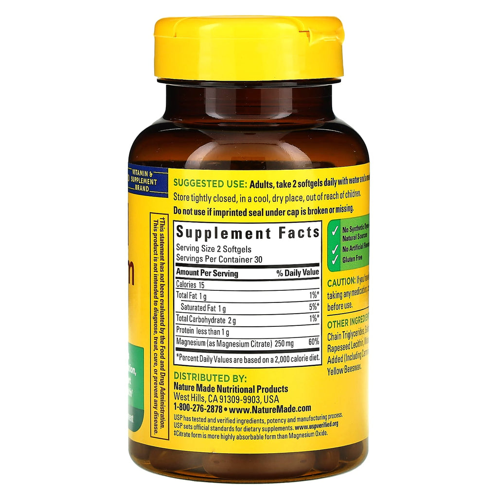 Nature Made, Magnesium Citrate, 60 Softgels (125 mg per Softgel)