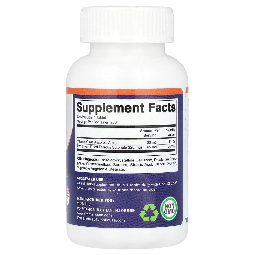 Vitamatic, Ferrous Sulphate + Vitamin C, 250 Coated Tablets