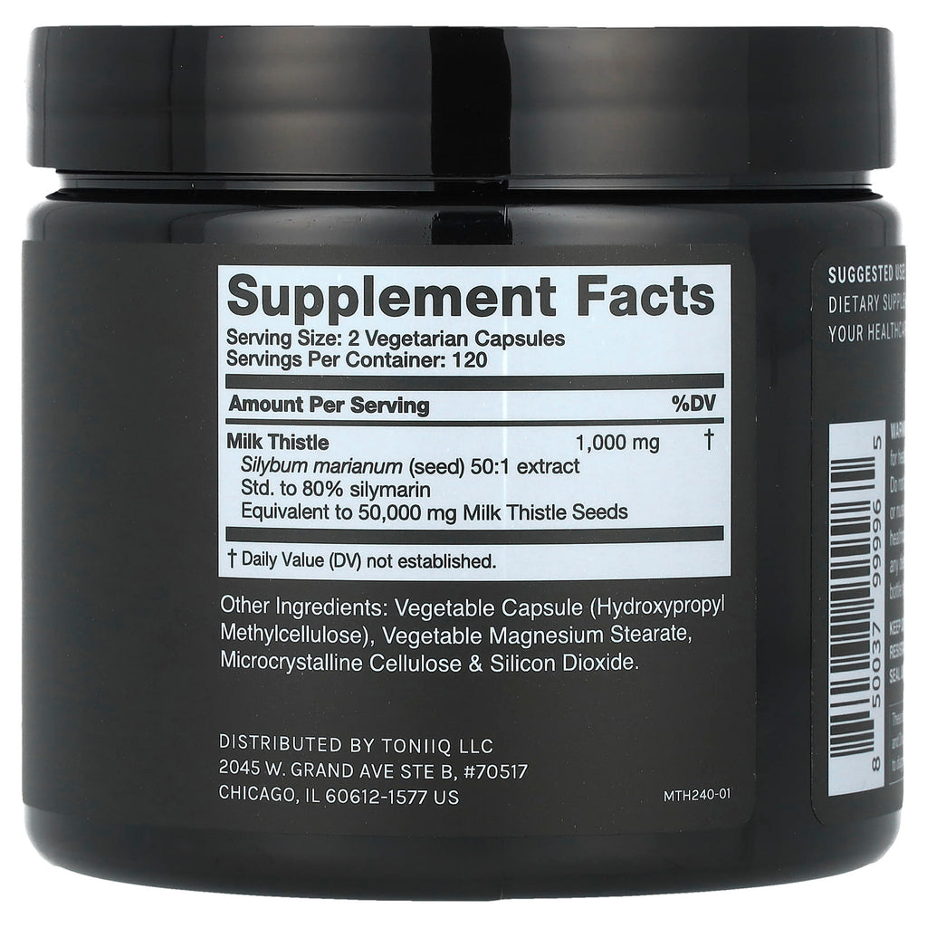Toniiq, Milk Thistle 1000, 240 Capsules (500 mg per Capsule)