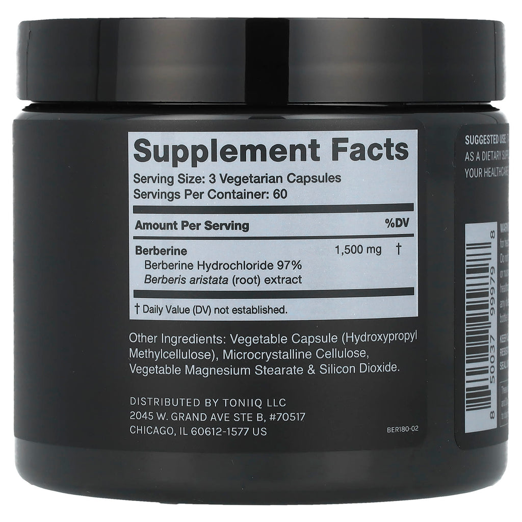 Toniiq, Berberine 1500, 180 Capsules (500 mg per Capsule)