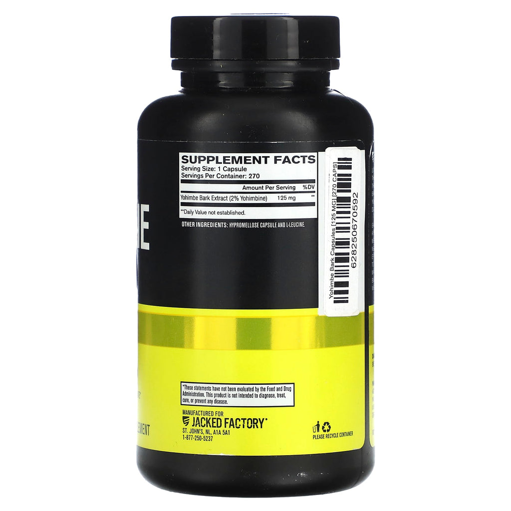 Jacked Factory, Essential Series, Yohimbine, 270 Veggie Capsules (125 mg per Capsule)