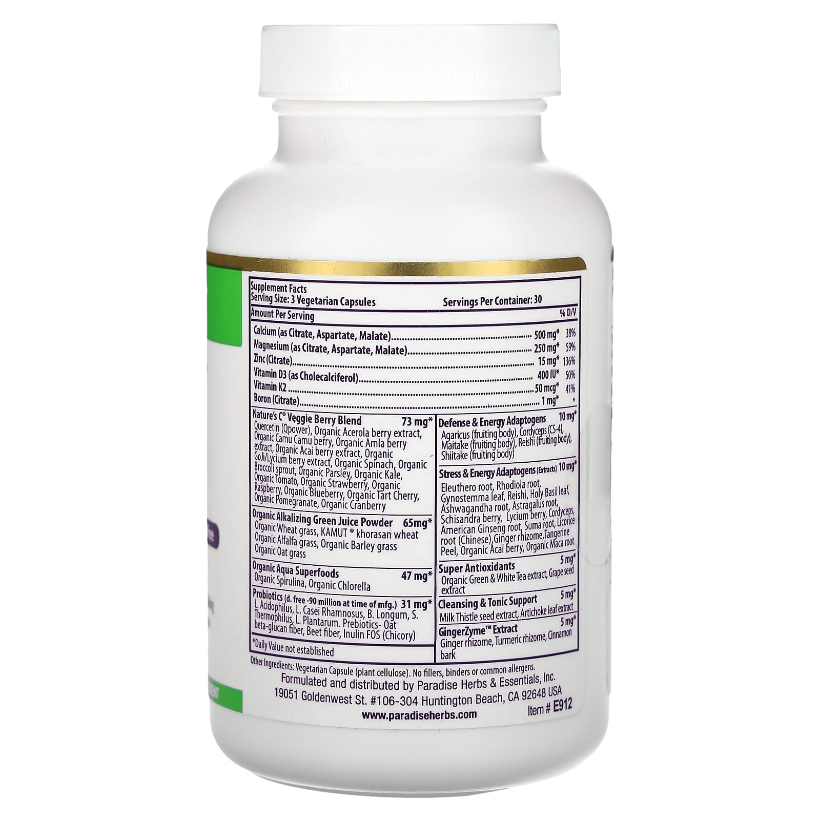 Paradise Herbs, Earth's Blend, Cal-Mag Zinc + D3, 90 Vegetarian Capsules