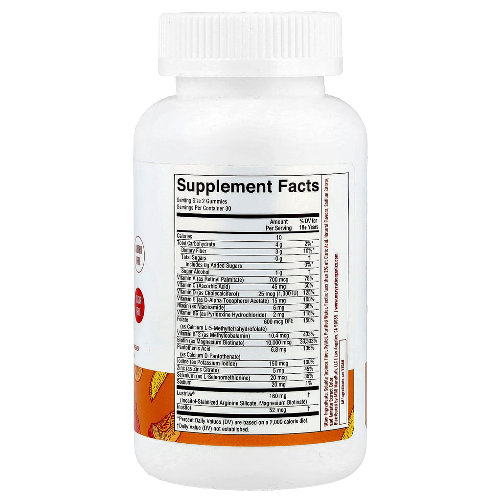 MaryRuth's, Multivitamin Gummies + Hair Growth, Peach Mango, 60 Gummies