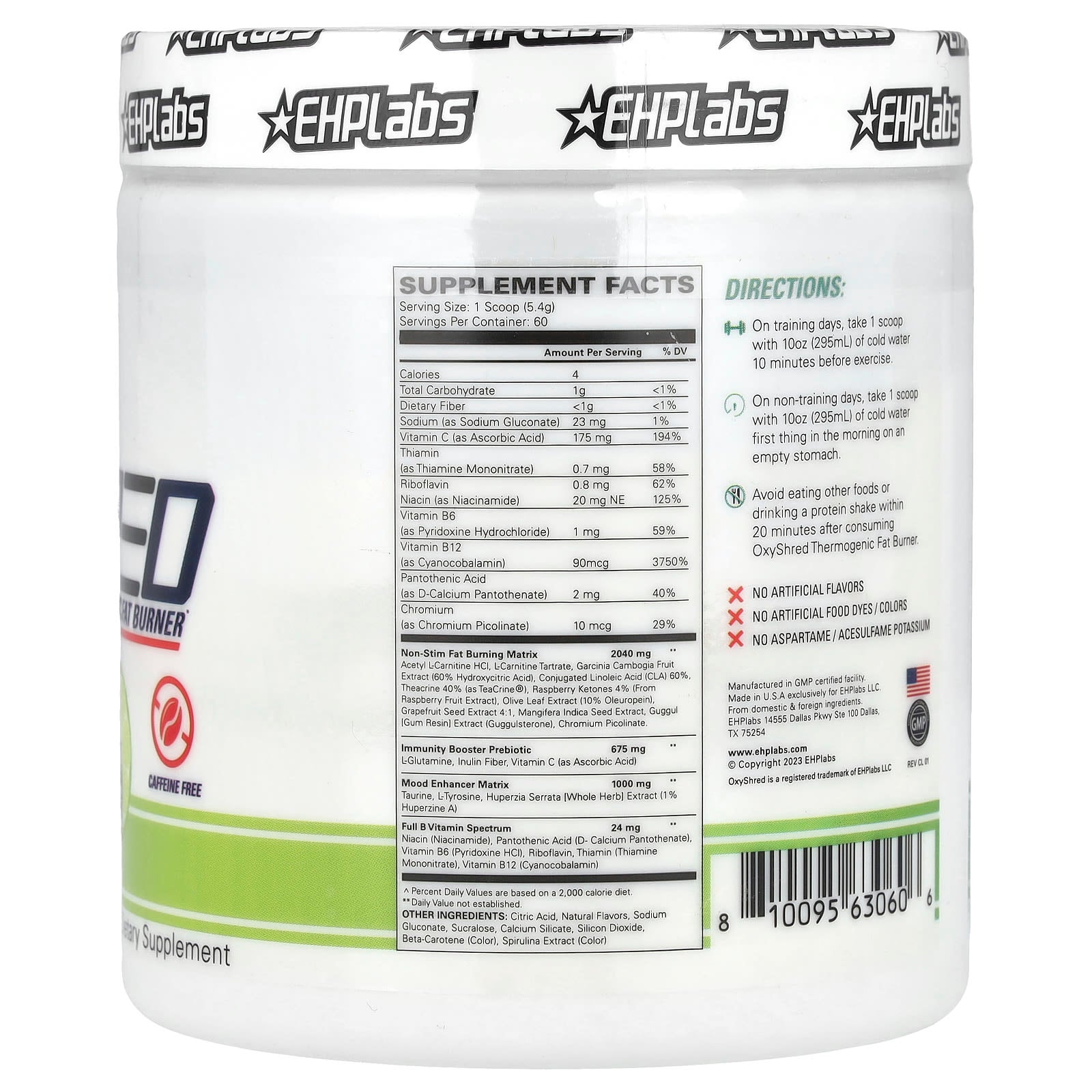 EHPlabs, OxyShred Non-Stim, Thermogenic Fat Burner, Mojito, 11.4 oz (324 g)
