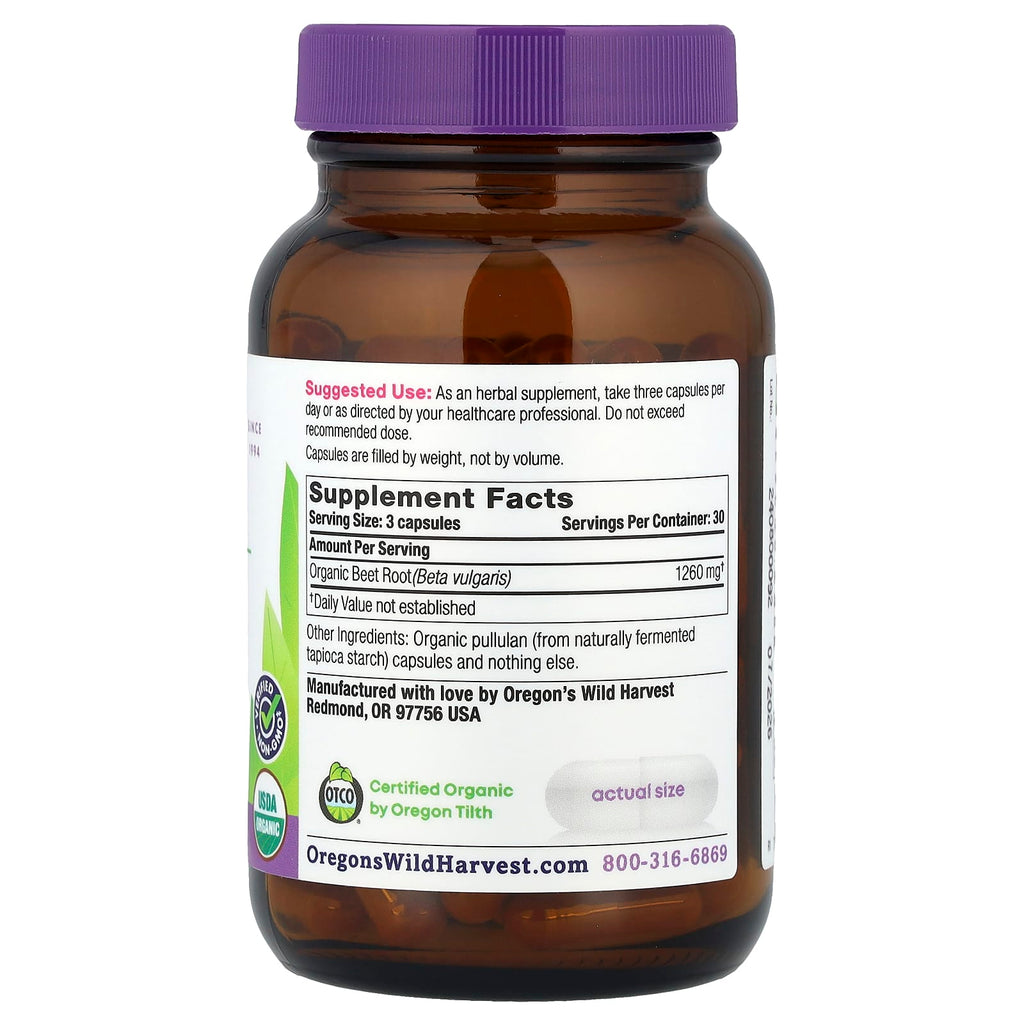 Oregon's Wild Harvest, Organic Beet Root, 90 Organic Vegan Capsules (420 per Capsule)