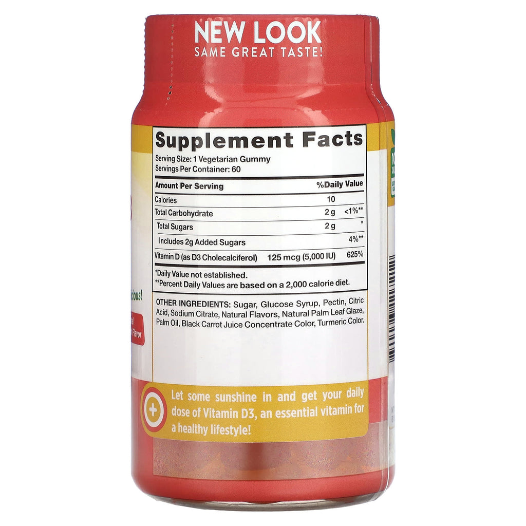 Nature's Truth, Vitamin D3, High Potency, Natural Peach, 125 mcg (5,000 IU), 60 Vegetarian Gummies