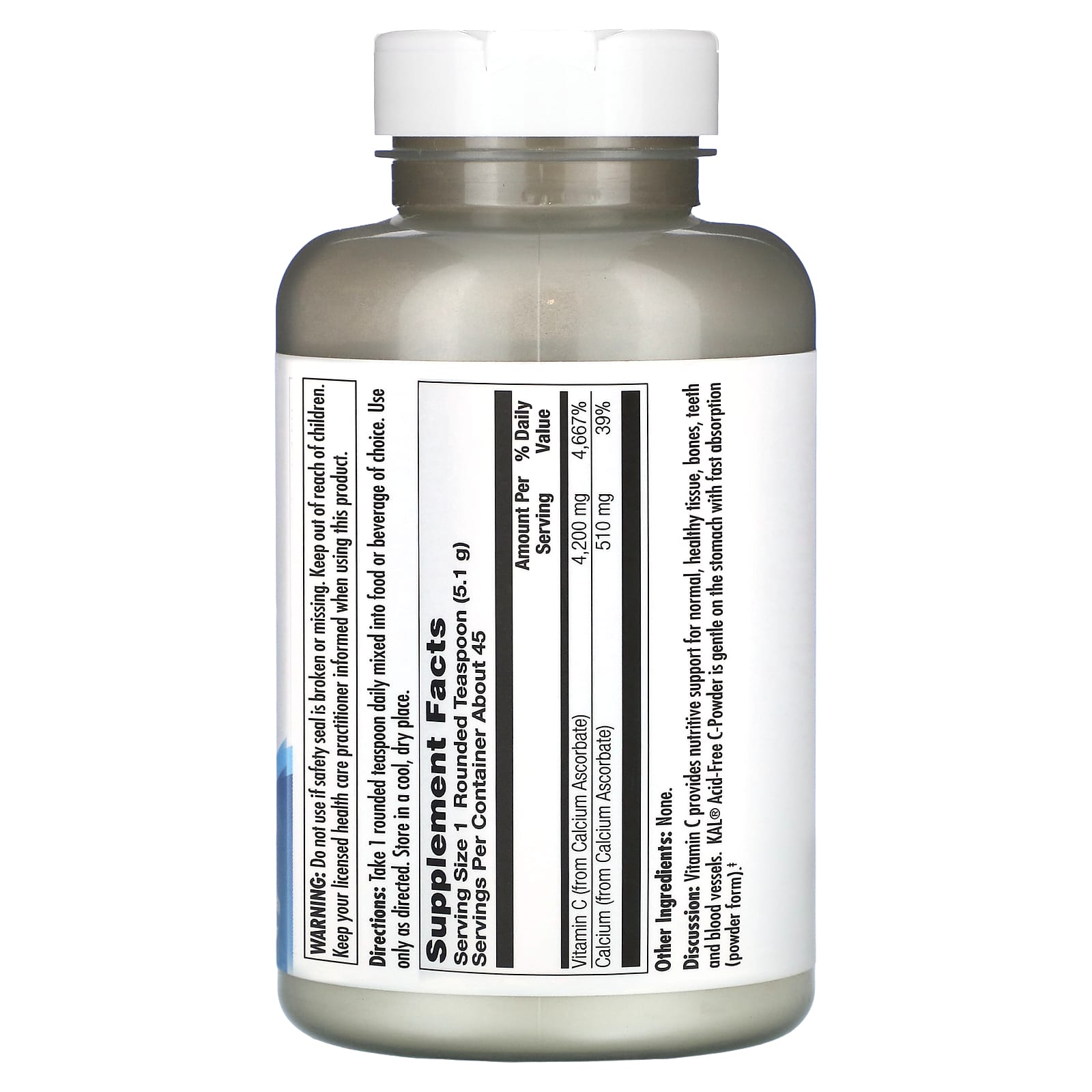 KAL, C Powder, Acid-Free, 4,200 mg, 8 oz (227 g)