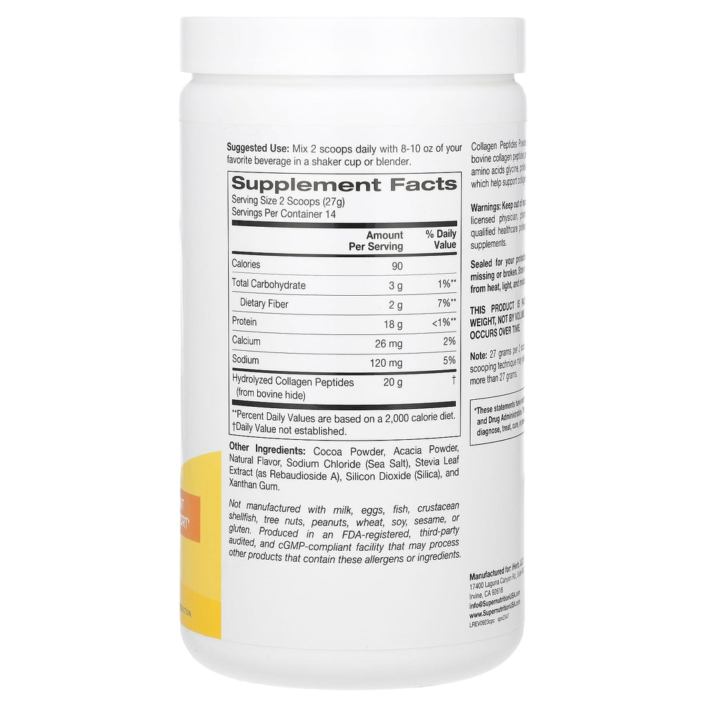 Super Nutrition, Collagen Peptides, Chocolate, 13.33 oz (378 g)