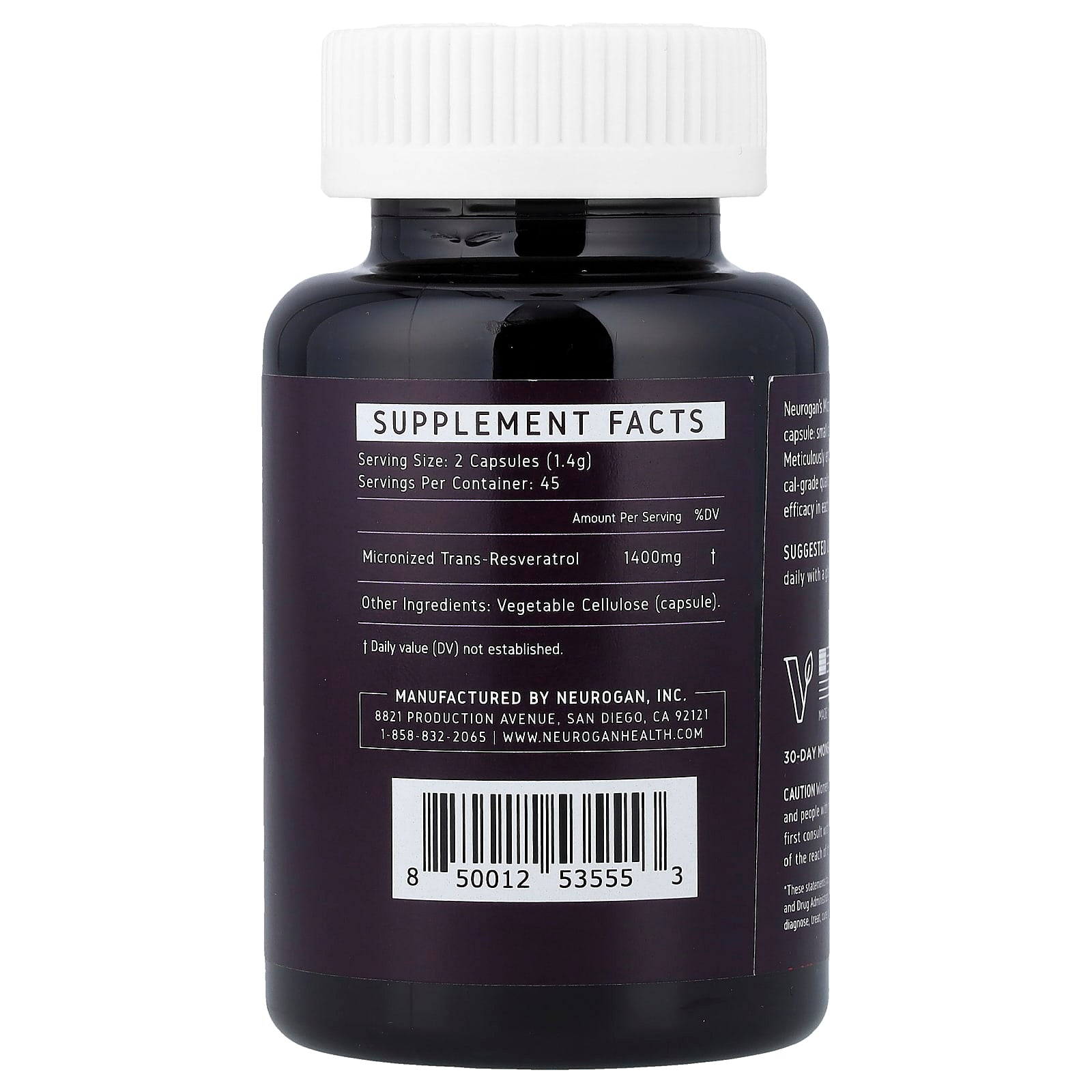 Neurogan Health, Trans-Resveratrol, 90 Vegan Capsules (700 mg per Capsule)