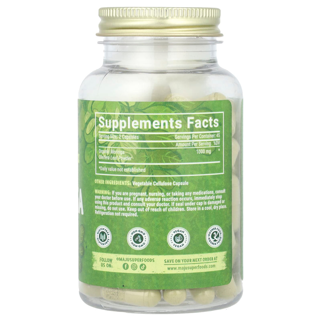 Maju Superfoods, Maju's Moringa, 90 Capsules (500 mg per Capsule)