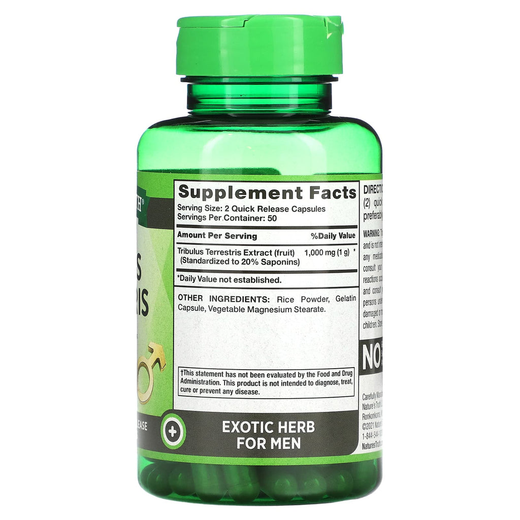 Nature's Truth, Tribulus Terrestris, 100 Quick Release Capsules (500 mg per Capsule)