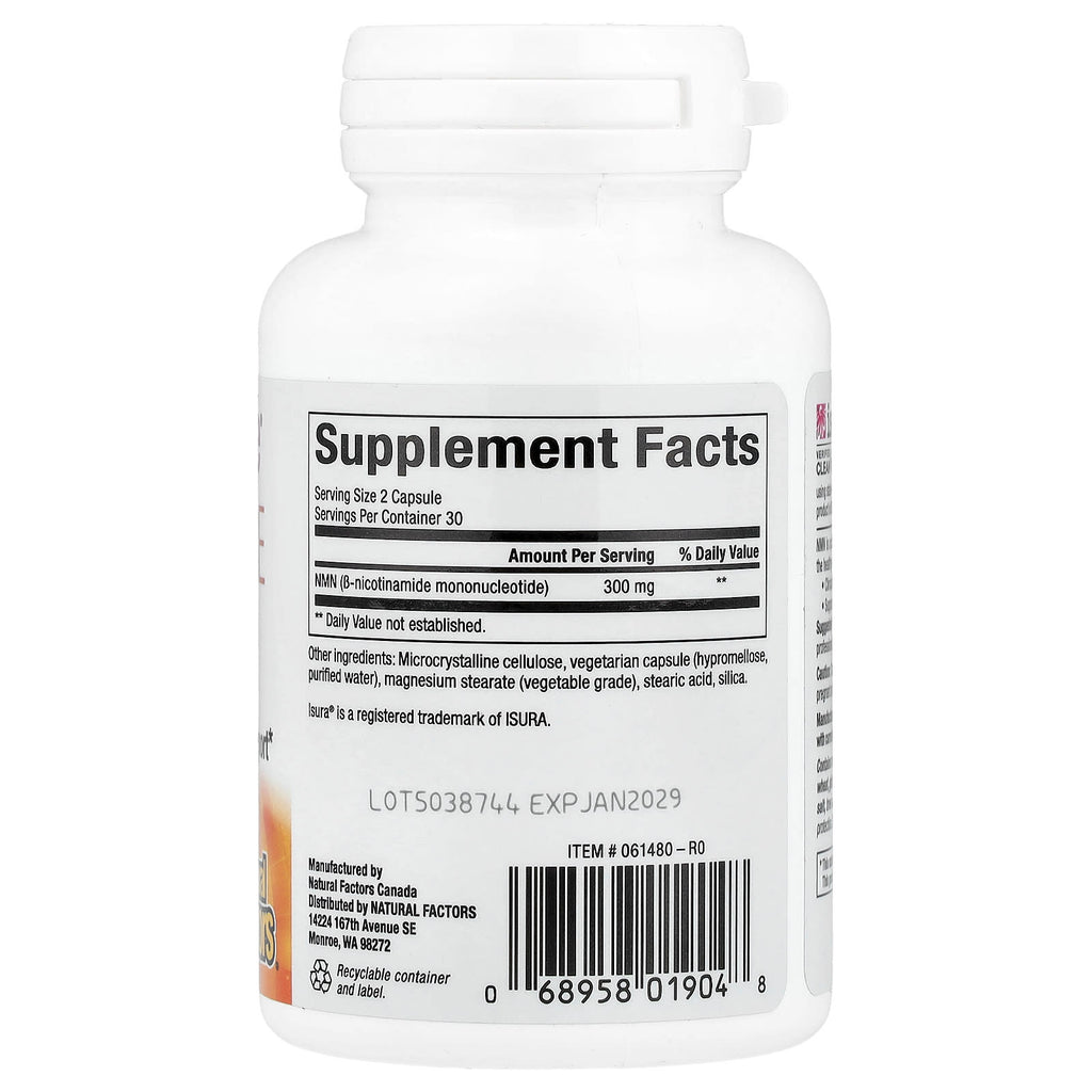 Natural Factors, RegenerLife®, NMN Surge, 60 Vegetarian Capsules (150 mg per Capsule)