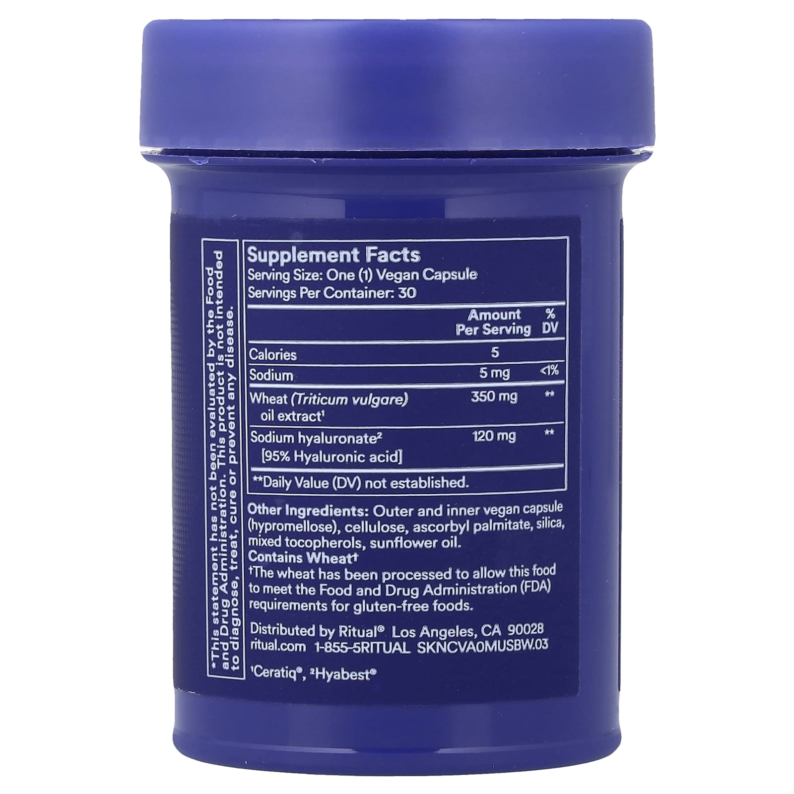 Ritual, HyaCera™, Vanilla, 30 Vegan Capsules