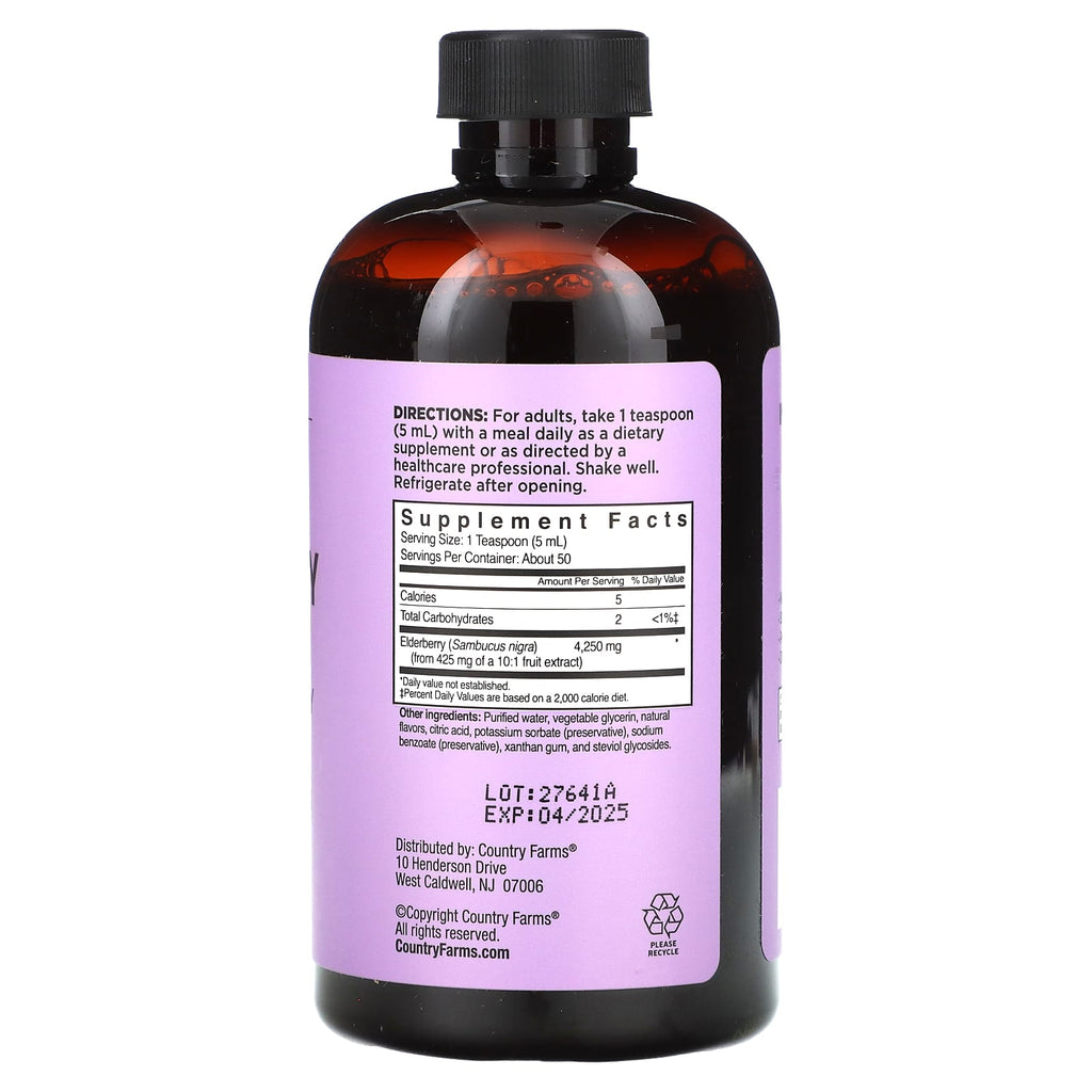 Country Farms, Black Elderberry Liquid, 8 fl oz (236 ml) 