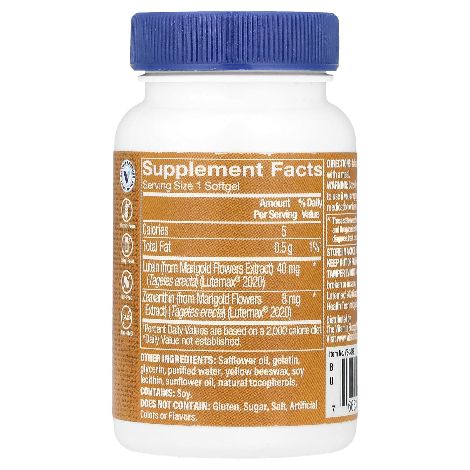 The Vitamin Shoppe, Lutein with Zeaxanthin, 60 Softgels