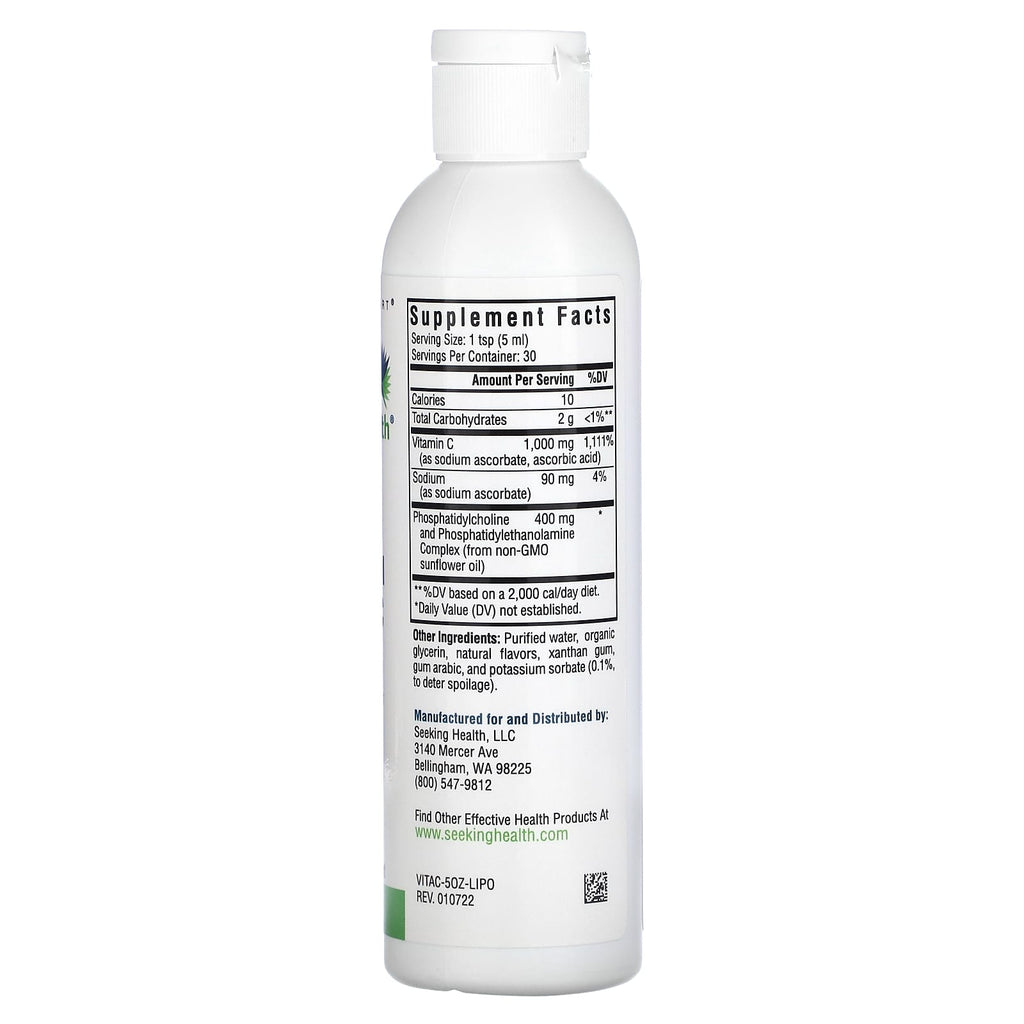 Seeking Health, Optimal Liposomal Vitamin C, Natural Lemon, 1,000 mg, 5 fl oz (150 ml)