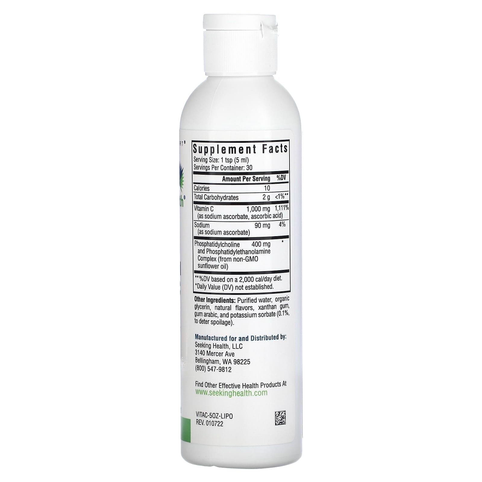 Seeking Health, Optimal Liposomal Vitamin C, Natural Lemon, 1,000 mg, 5 fl oz (150 ml)