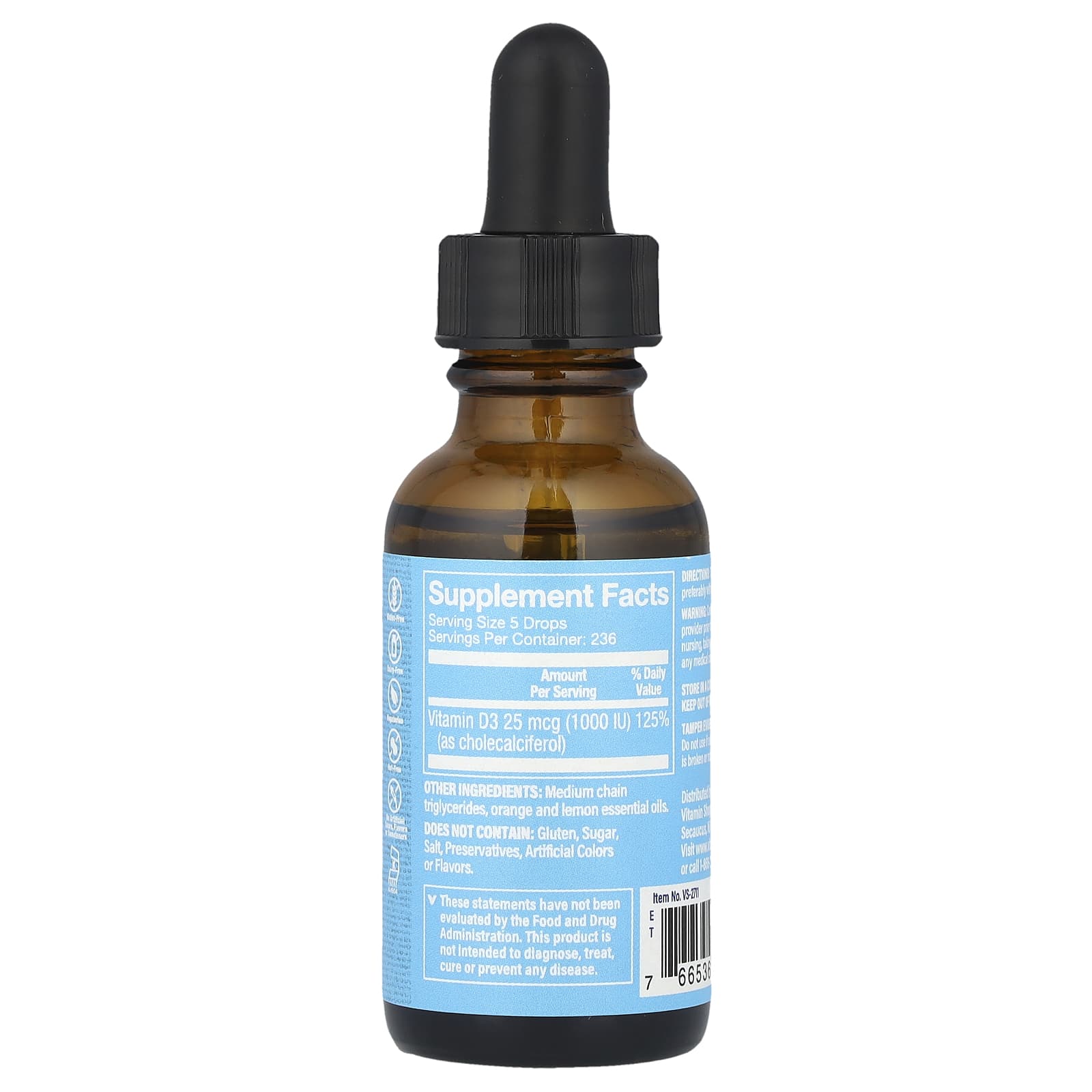 The Vitamin Shoppe, Liquid Vitamin D3, Citrus, 25 mcg (1,000 IU), 1 fl oz (30 ml)
