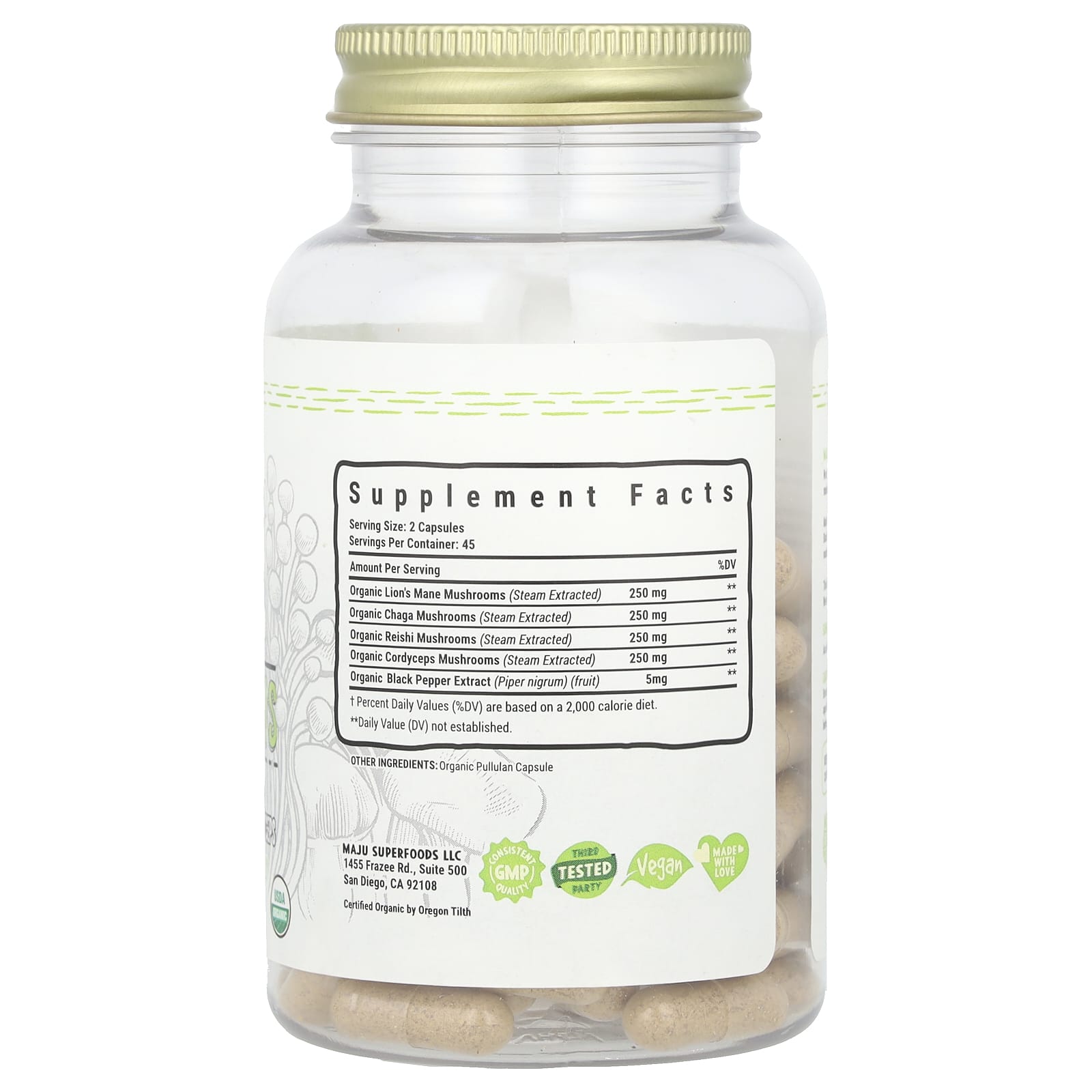 Maju Superfoods, Mental Mushrooms, 90 Capsules