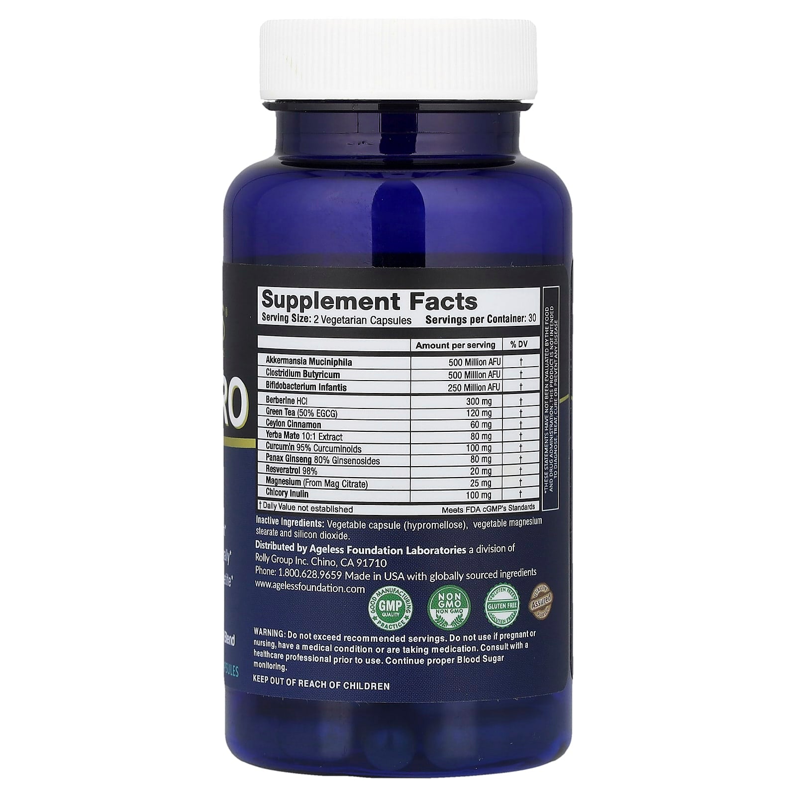 Ageless Foundation Laboratories, GLP-1 PRO, 60 Veg Capsules